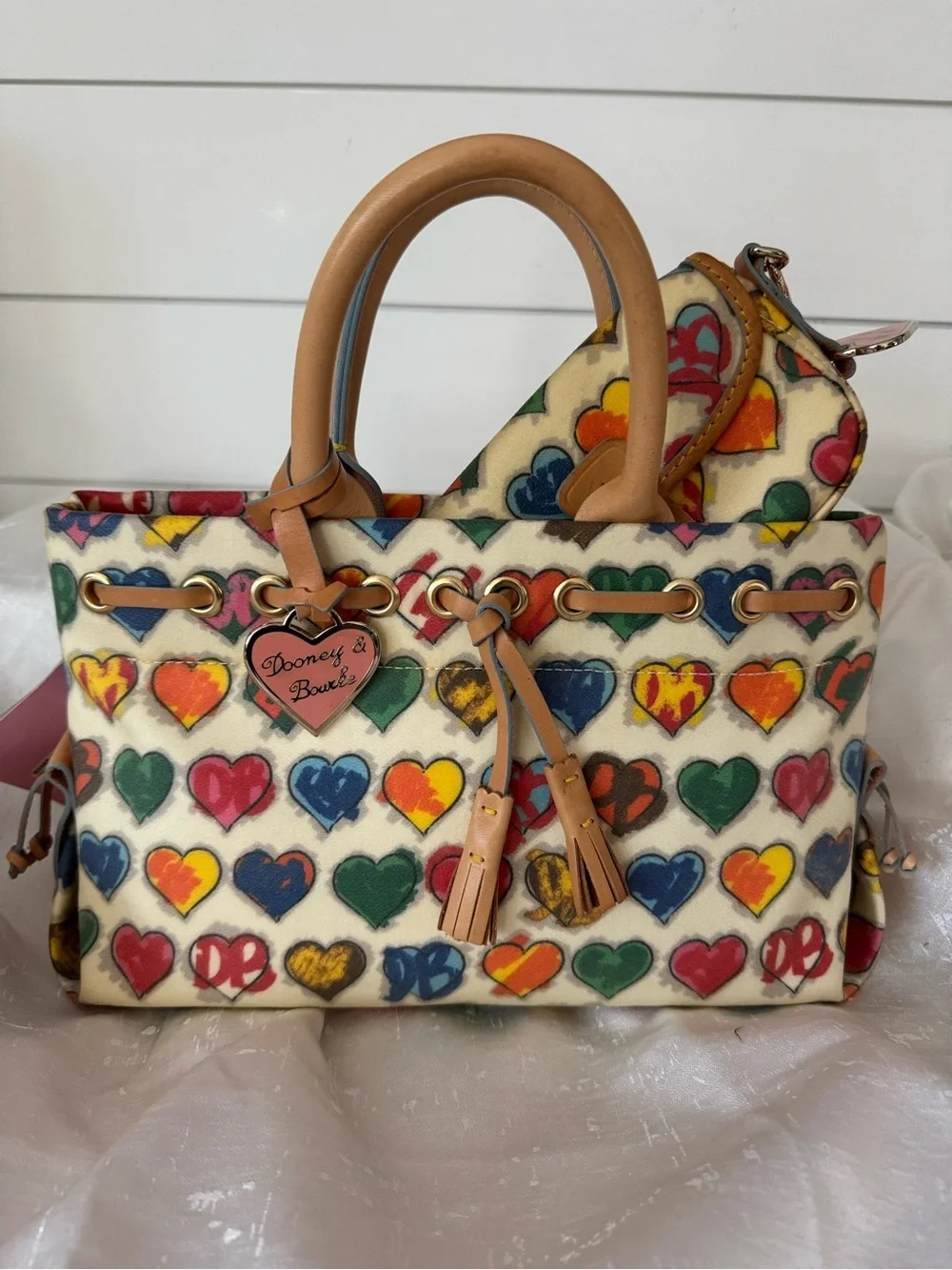 Dooney & Bourke Multicolor Scribble Heart Satchel